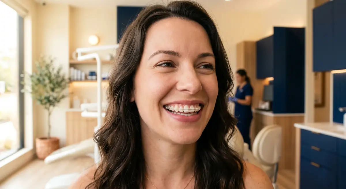 Brackets de zafiro transparentes para ortodoncia estética en Velia Clínica Dental